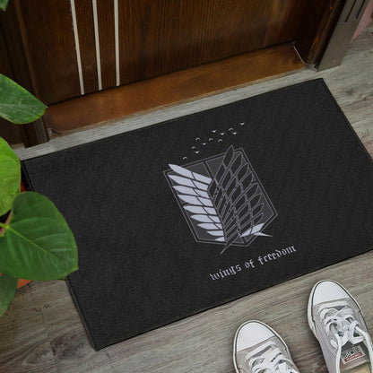 Attack On Titan Anime Door Mat - Wings Of Freedom Black And White Galaxy Door Mat Home Decor