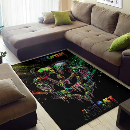 Valentine Area Rug - Skeleton Couple Colorful Rainbow Bright Smoke Rugs Home Decor
