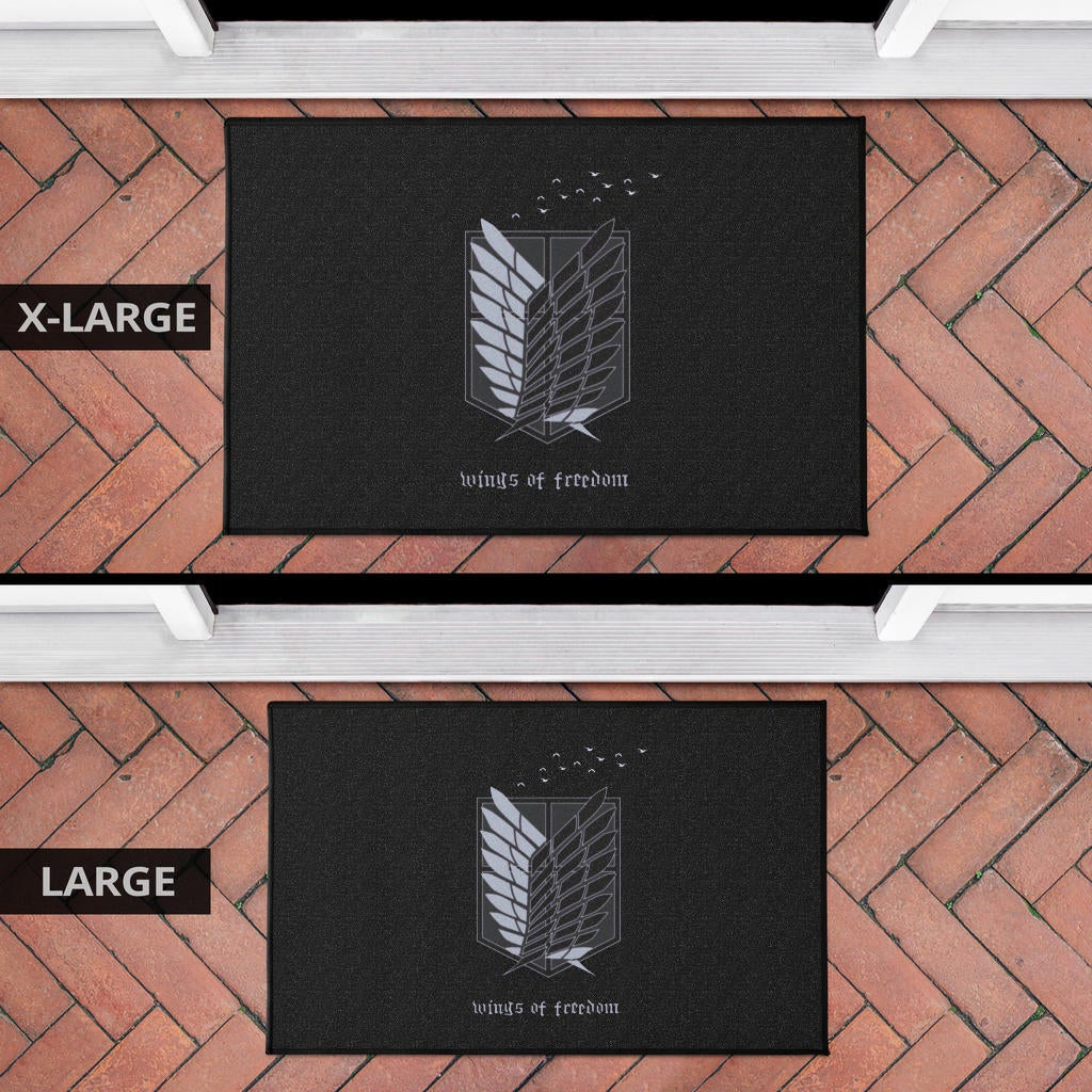 Attack On Titan Anime Door Mat - Wings Of Freedom Black And White Galaxy Door Mat Home Decor