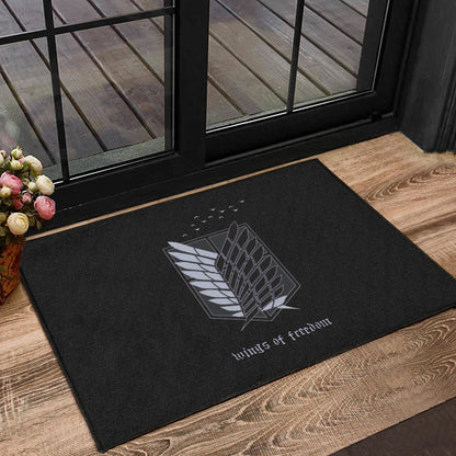 Attack On Titan Anime Door Mat - Wings Of Freedom Black And White Galaxy Door Mat Home Decor
