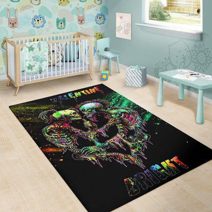Valentine Area Rug - Skeleton Couple Colorful Rainbow Bright Smoke Rugs Home Decor