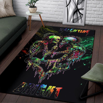 Valentine Area Rug - Skeleton Couple Colorful Rainbow Bright Smoke Rugs Home Decor