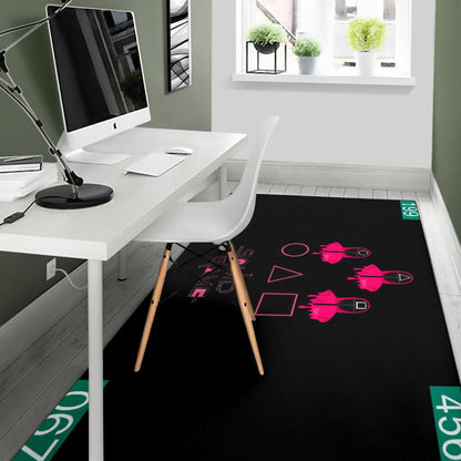 Squid Game Movie Area Rug Pink Round Triangle Square Worker Melting Players Number Rugs Home Decor