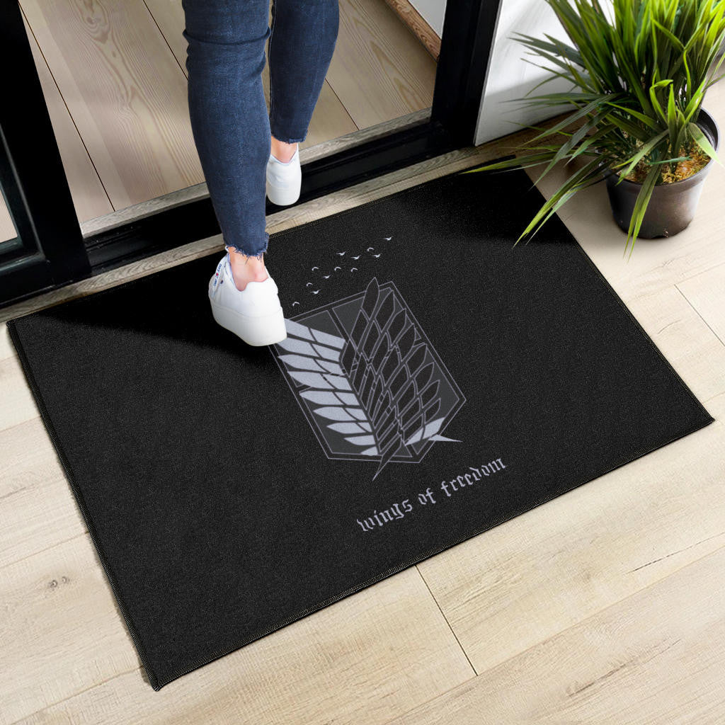 Attack On Titan Anime Door Mat - Wings Of Freedom Black And White Galaxy Door Mat Home Decor