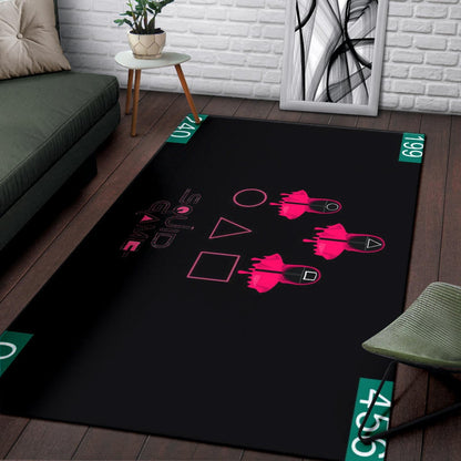 Squid Game Movie Area Rug Pink Round Triangle Square Worker Melting Players Number Rugs Home Decor