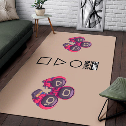 Squid Game Movie Area Rug Cute Chibi Round Triangle Square Worker Making Contact Card Rugs Home Decor