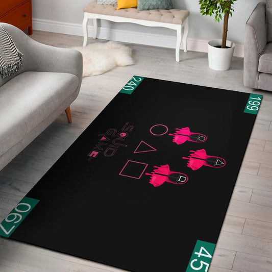 Squid Game Movie Area Rug Pink Round Triangle Square Worker Melting Players Number Rugs Home Decor