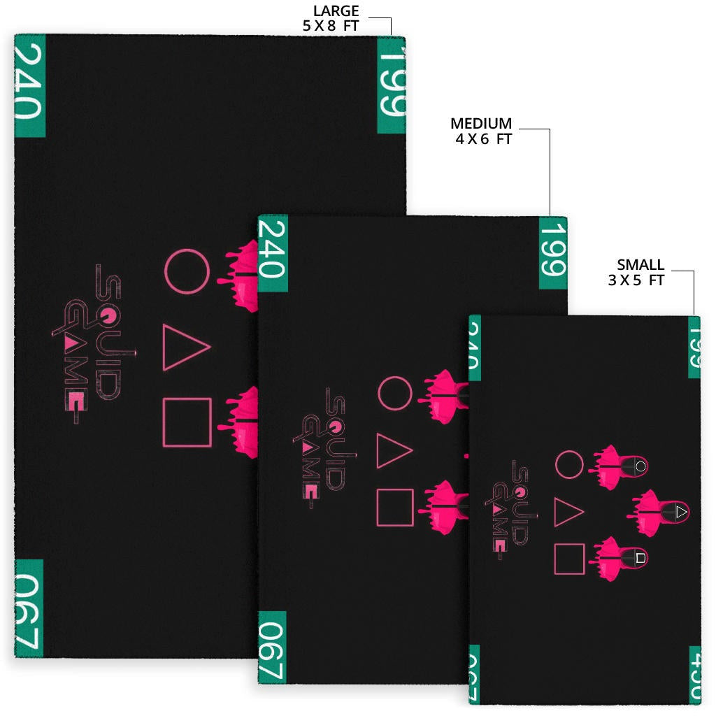 Squid Game Movie Area Rug Pink Round Triangle Square Worker Melting Players Number Rugs Home Decor