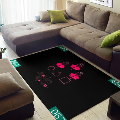 Squid Game Movie Area Rug Pink Round Triangle Square Worker Melting Players Number Rugs Home Decor