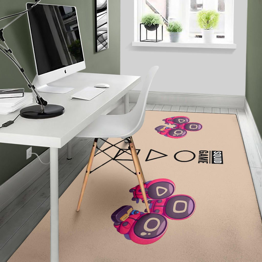 Squid Game Movie Area Rug Cute Chibi Round Triangle Square Worker Making Contact Card Rugs Home Decor