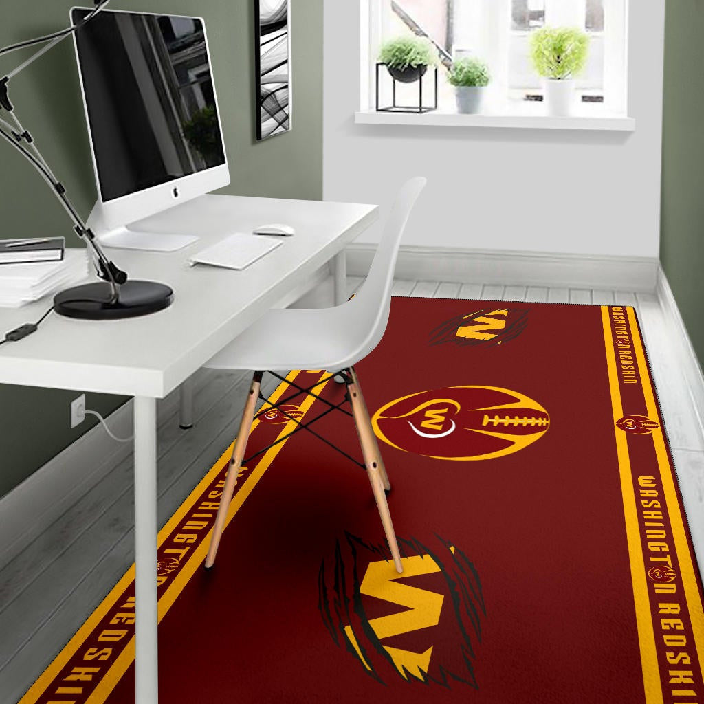 American Football Team Area Rug - Washington Redskin Rugby Ball W Patterns Rugs Home Decor