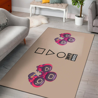 Squid Game Movie Area Rug Cute Chibi Round Triangle Square Worker Making Contact Card Rugs Home Decor