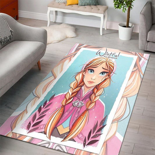 Disney Movies Rectangle Rug | Anna Frozen Disney Princess Characters Living Room Cartoon Floor Carpet