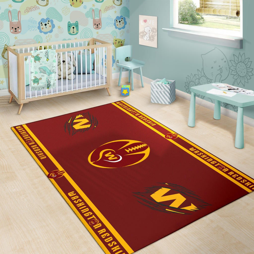 American Football Team Area Rug - Washington Redskin Rugby Ball W Patterns Rugs Home Decor