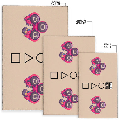 Squid Game Movie Area Rug Cute Chibi Round Triangle Square Worker Making Contact Card Rugs Home Decor