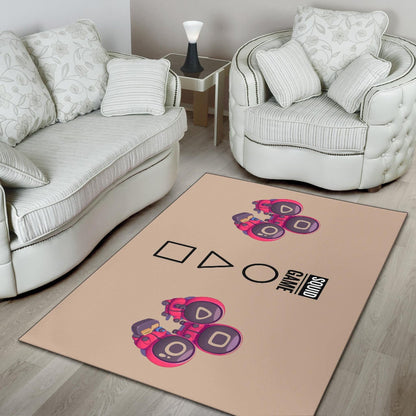 Squid Game Movie Area Rug Cute Chibi Round Triangle Square Worker Making Contact Card Rugs Home Decor