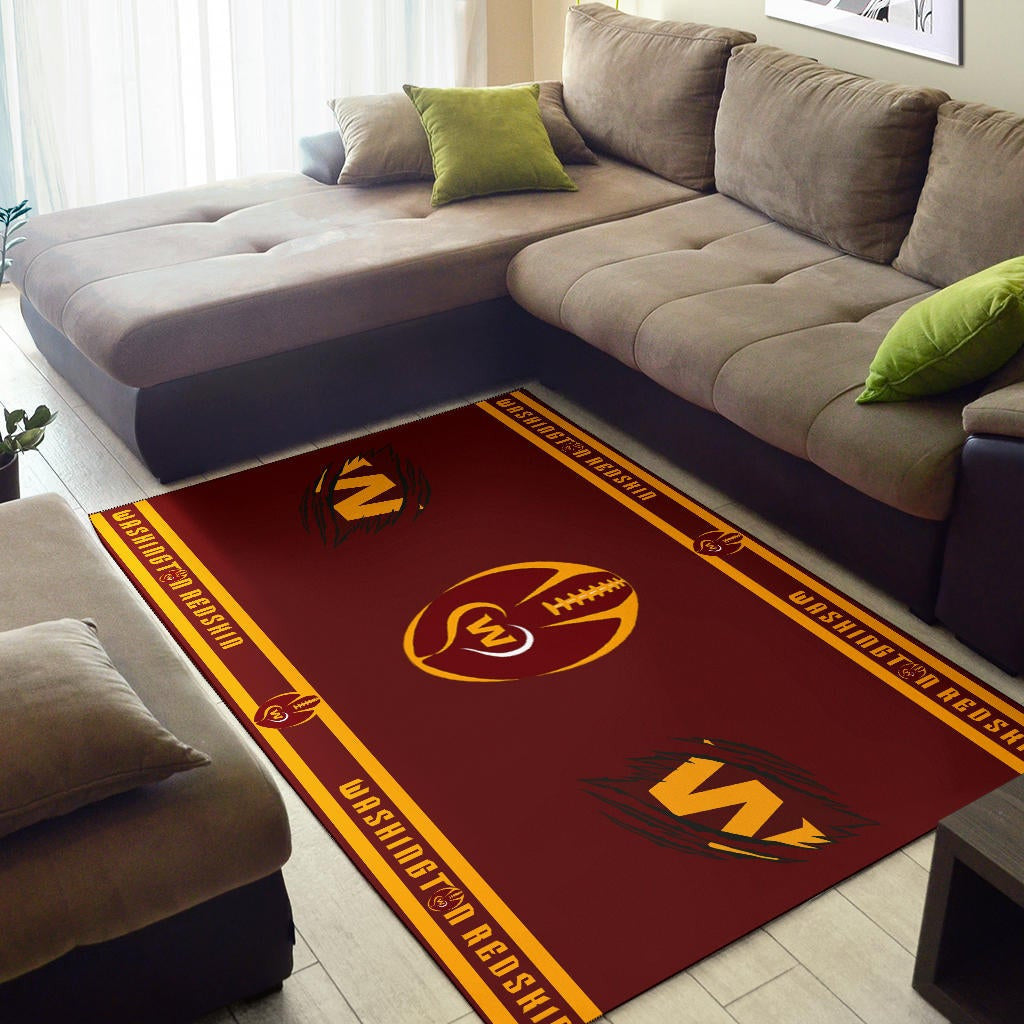 American Football Team Area Rug - Washington Redskin Rugby Ball W Patterns Rugs Home Decor