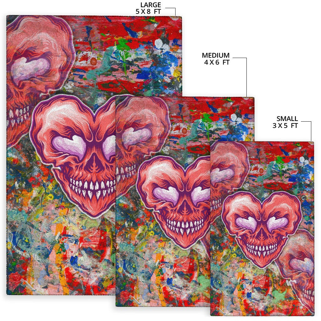 Valentine Area Rug - Devil Heart Smiling Face Patterns Rugs Home Decor