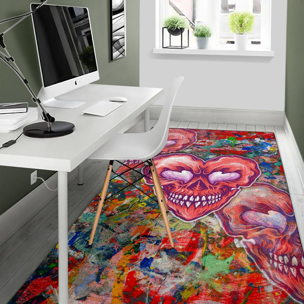 Valentine Area Rug - Devil Heart Smiling Face Patterns Rugs Home Decor
