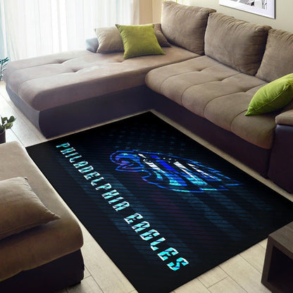 Philadelphia Eagles American Football Team Area Rug Blue Neon Eagle Head US Flag Underground Rugs Home Decor