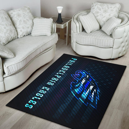 Philadelphia Eagles American Football Team Area Rug Blue Neon Eagle Head US Flag Underground Rugs Home Decor