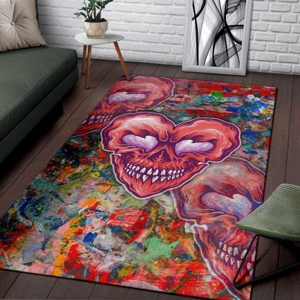 Valentine Area Rug - Devil Heart Smiling Face Patterns Rugs Home Decor