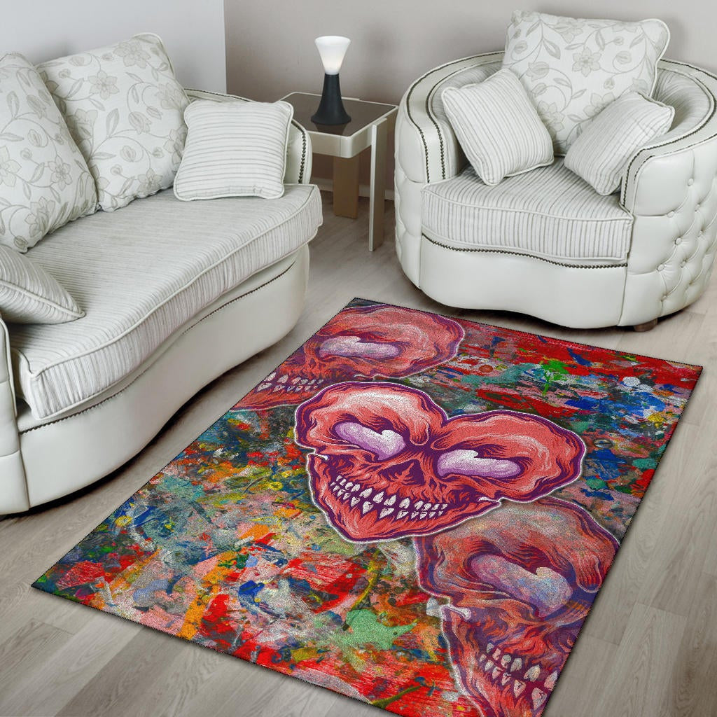 Valentine Area Rug - Devil Heart Smiling Face Patterns Rugs Home Decor