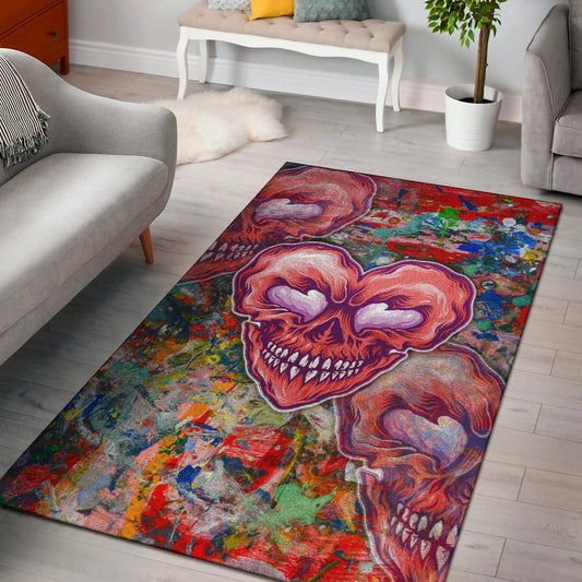 Valentine Area Rug - Devil Heart Smiling Face Patterns Rugs Home Decor
