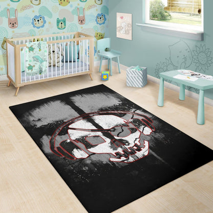 Skull Area Rug - Horror Pirate Skull Wear Headphone Black White Rugs Home Decor