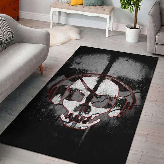 Skull Area Rug - Horror Pirate Skull Wear Headphone Black White Rugs Home Decor