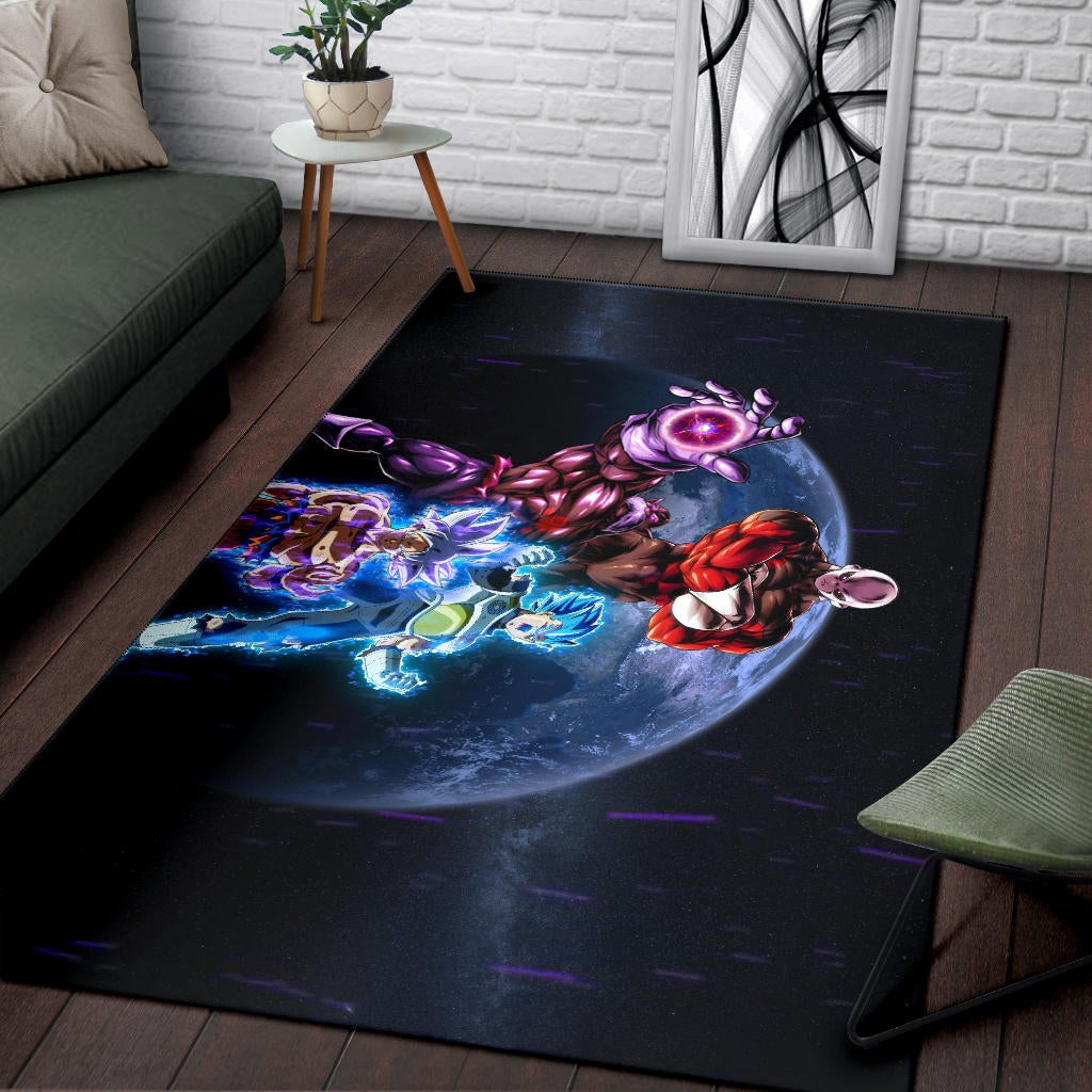 Dragon Ball Anime Area Rug - DB Goku Vegeta Vs Jiren Destruction Toppo Rugs Home Decor
