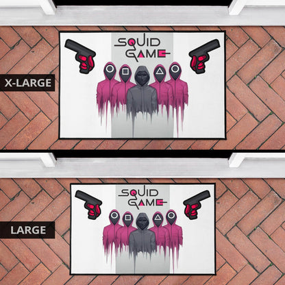 Squid Game Movie Door Mat Squid Worker With Black Masked Man Boss Door Mat Home Decor