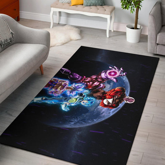 Dragon Ball Anime Area Rug - DB Goku Vegeta Vs Jiren Destruction Toppo Rugs Home Decor