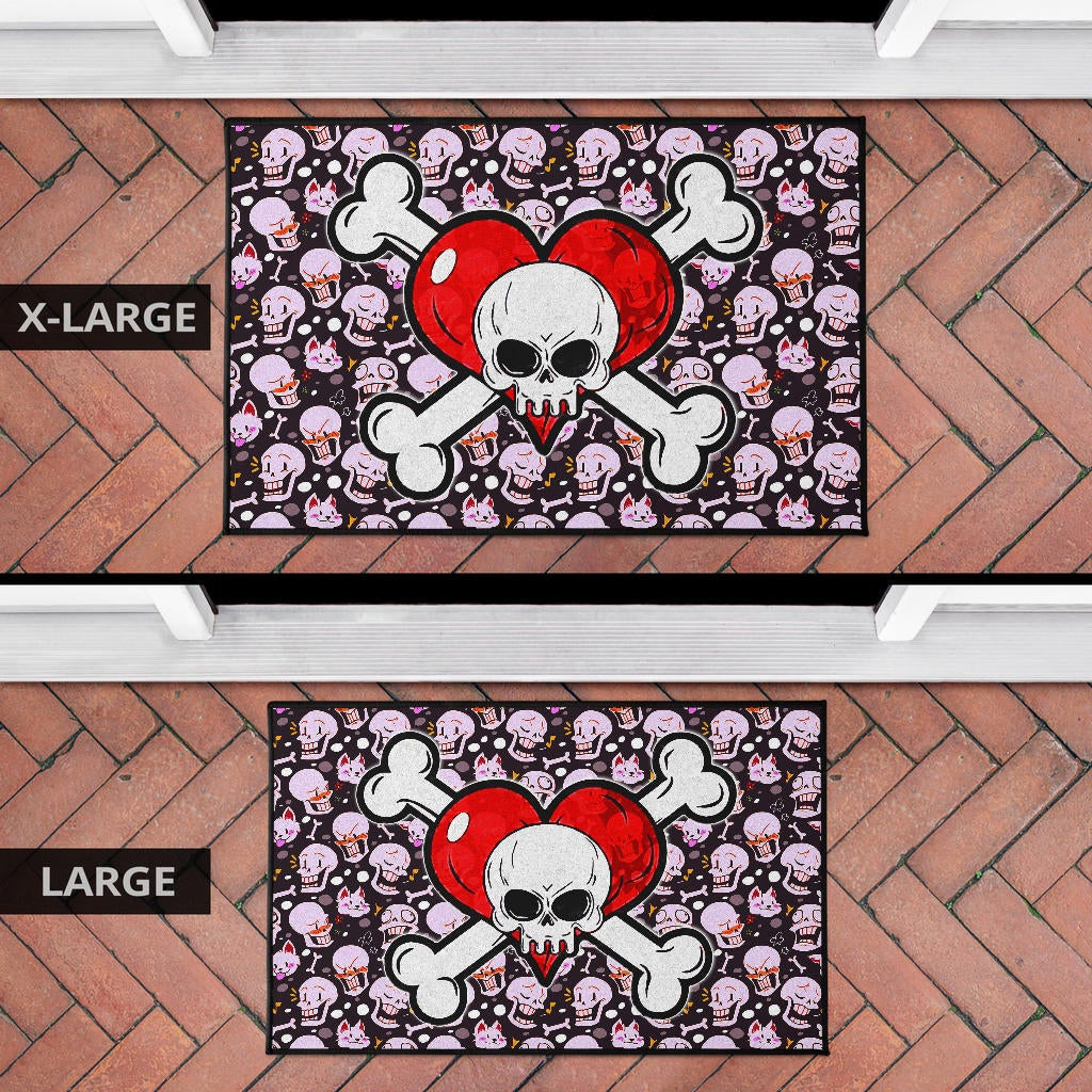 Skull Door Mat - Love In Your Bones Funny Skull Emotions Patterns Valentine Door Mat Home Decor