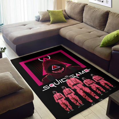 Squid Game Movie Area Rug - Squid Workers Squad Evil Triangle Scary Mouth Rugs Home Decor