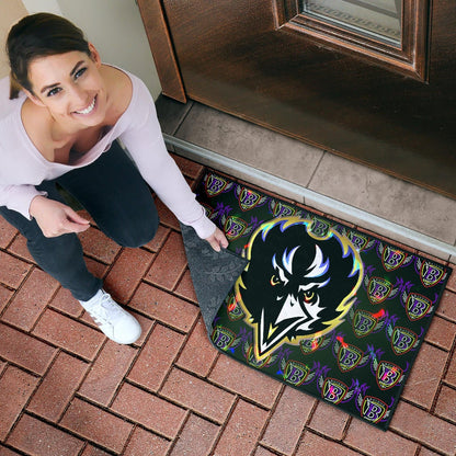 Baltimore Ravens American Football Team Door Mat Raven Head In Black Fire B Wings Patterns Door Mat Home Decor