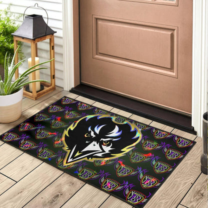 Baltimore Ravens American Football Team Door Mat Raven Head In Black Fire B Wings Patterns Door Mat Home Decor