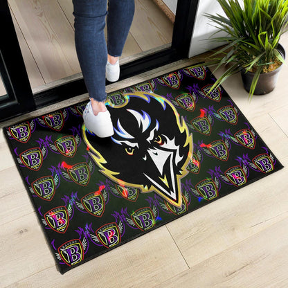 Baltimore Ravens American Football Team Door Mat Raven Head In Black Fire B Wings Patterns Door Mat Home Decor