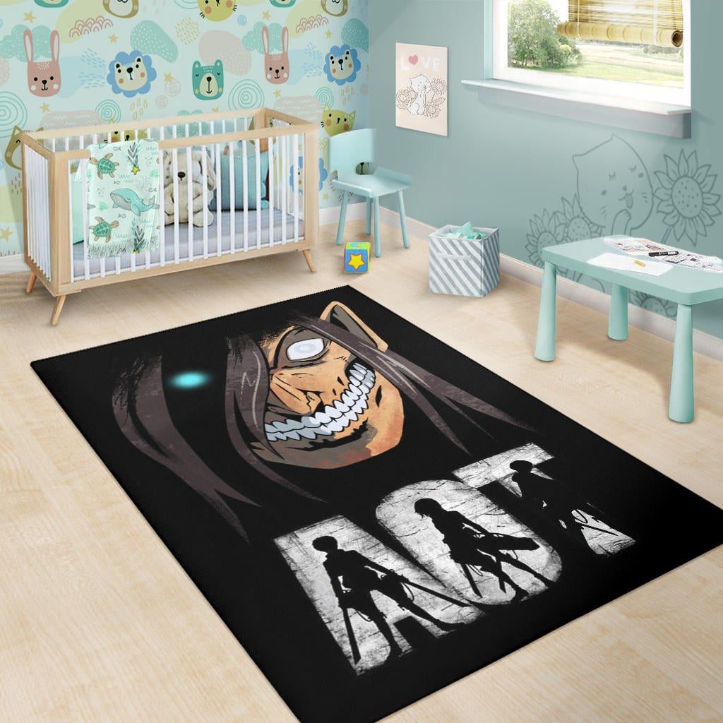 Attack On Titan Anime Area Rug - AOT Characters And Eren Titan Face Rugs Home Decor