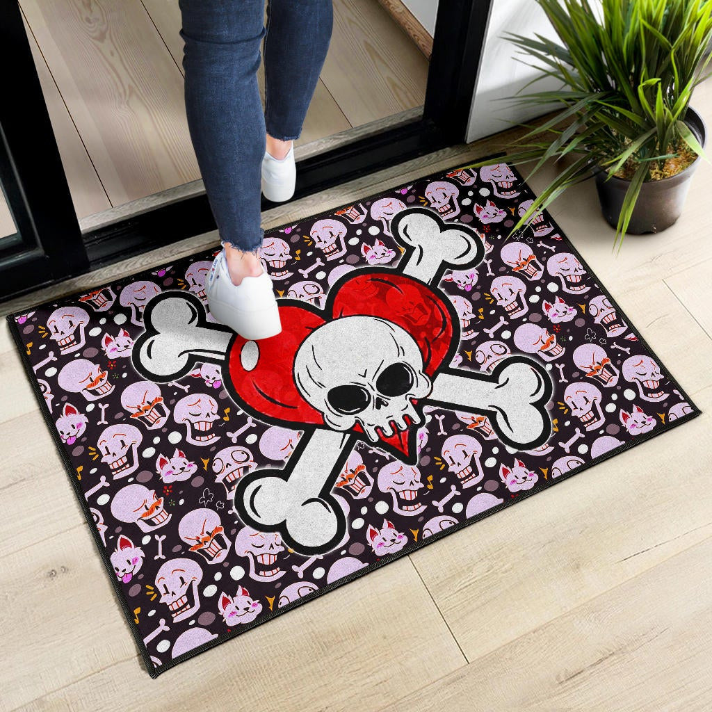 Skull Door Mat - Love In Your Bones Funny Skull Emotions Patterns Valentine Door Mat Home Decor