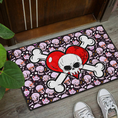 Skull Door Mat - Love In Your Bones Funny Skull Emotions Patterns Valentine Door Mat Home Decor