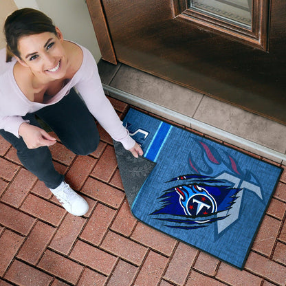 Tennessee Titans American Football Team Door Mat Flaming Ball Under Claw Scratches Fabric Background Door Mat Home Decor