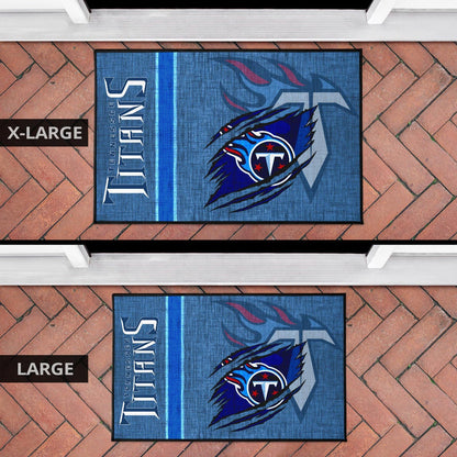 Tennessee Titans American Football Team Door Mat Flaming Ball Under Claw Scratches Fabric Background Door Mat Home Decor