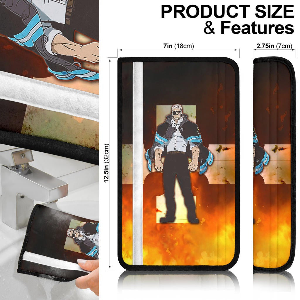 Fire Force Anime Seat Belt Covers Leonardo Barns No Emotion Standing In Fire Belt Covers