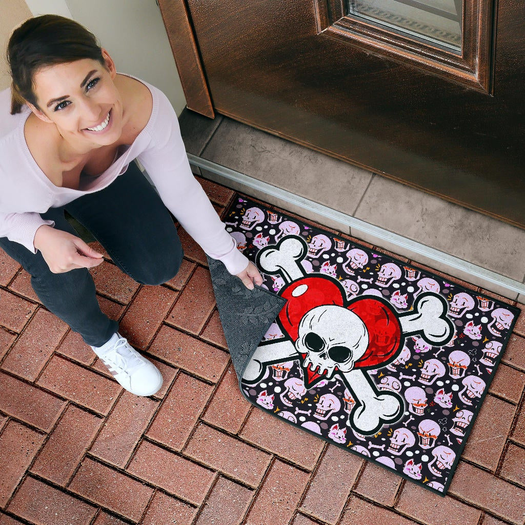 Skull Door Mat - Love In Your Bones Funny Skull Emotions Patterns Valentine Door Mat Home Decor