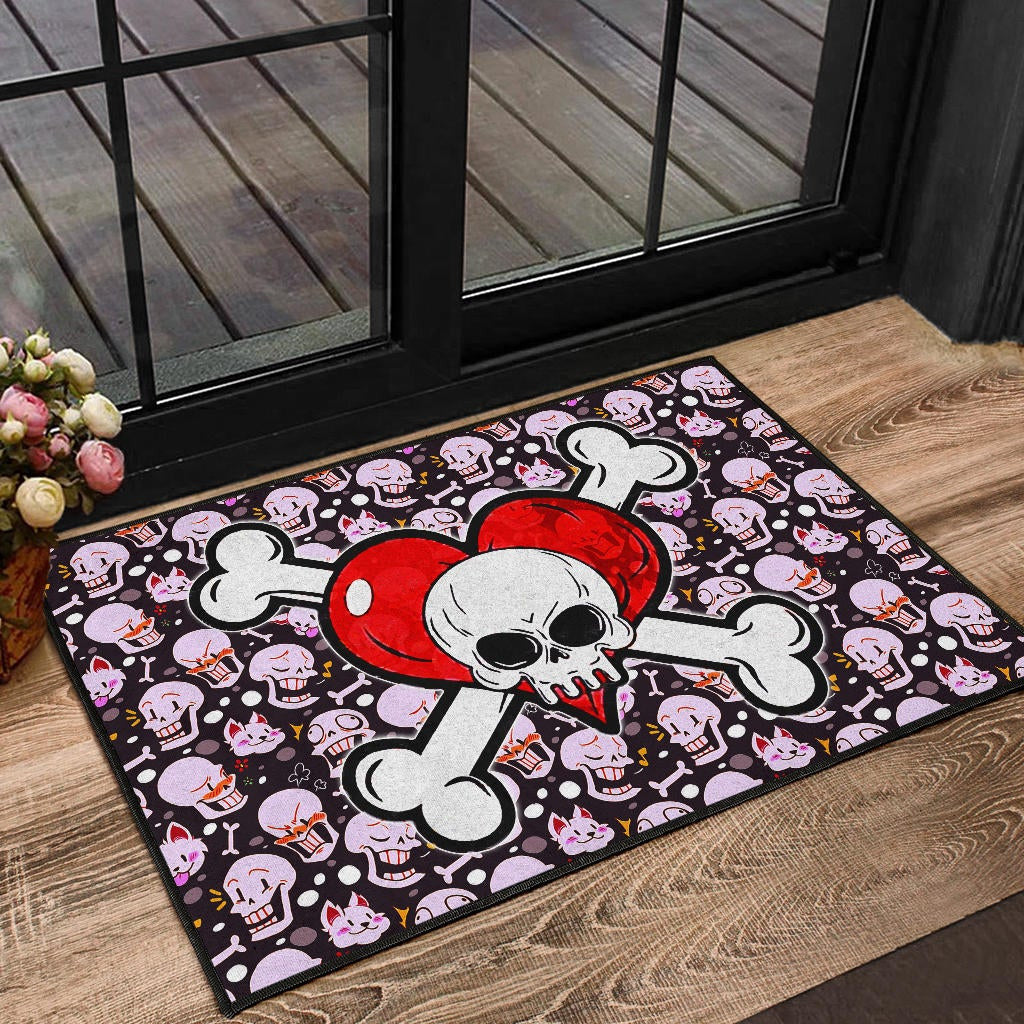Skull Door Mat - Love In Your Bones Funny Skull Emotions Patterns Valentine Door Mat Home Decor