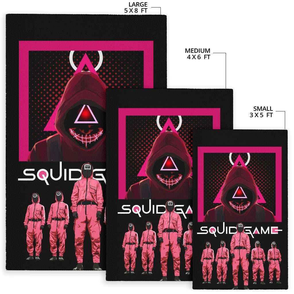 Squid Game Movie Area Rug - Squid Workers Squad Evil Triangle Scary Mouth Rugs Home Decor