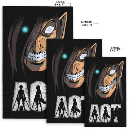 Attack On Titan Anime Area Rug - AOT Characters And Eren Titan Face Rugs Home Decor
