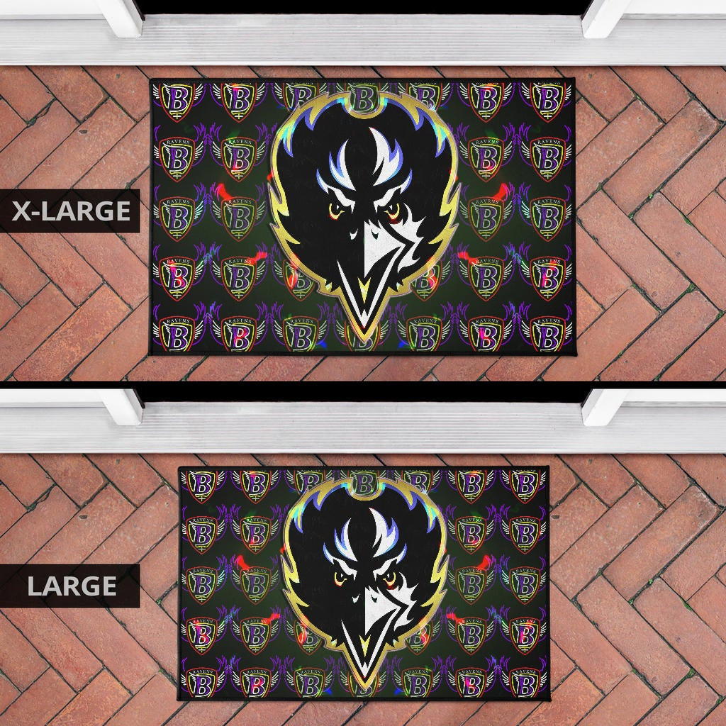 Baltimore Ravens American Football Team Door Mat Raven Head In Black Fire B Wings Patterns Door Mat Home Decor