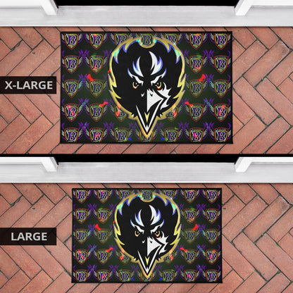 Baltimore Ravens American Football Team Door Mat Raven Head In Black Fire B Wings Patterns Door Mat Home Decor